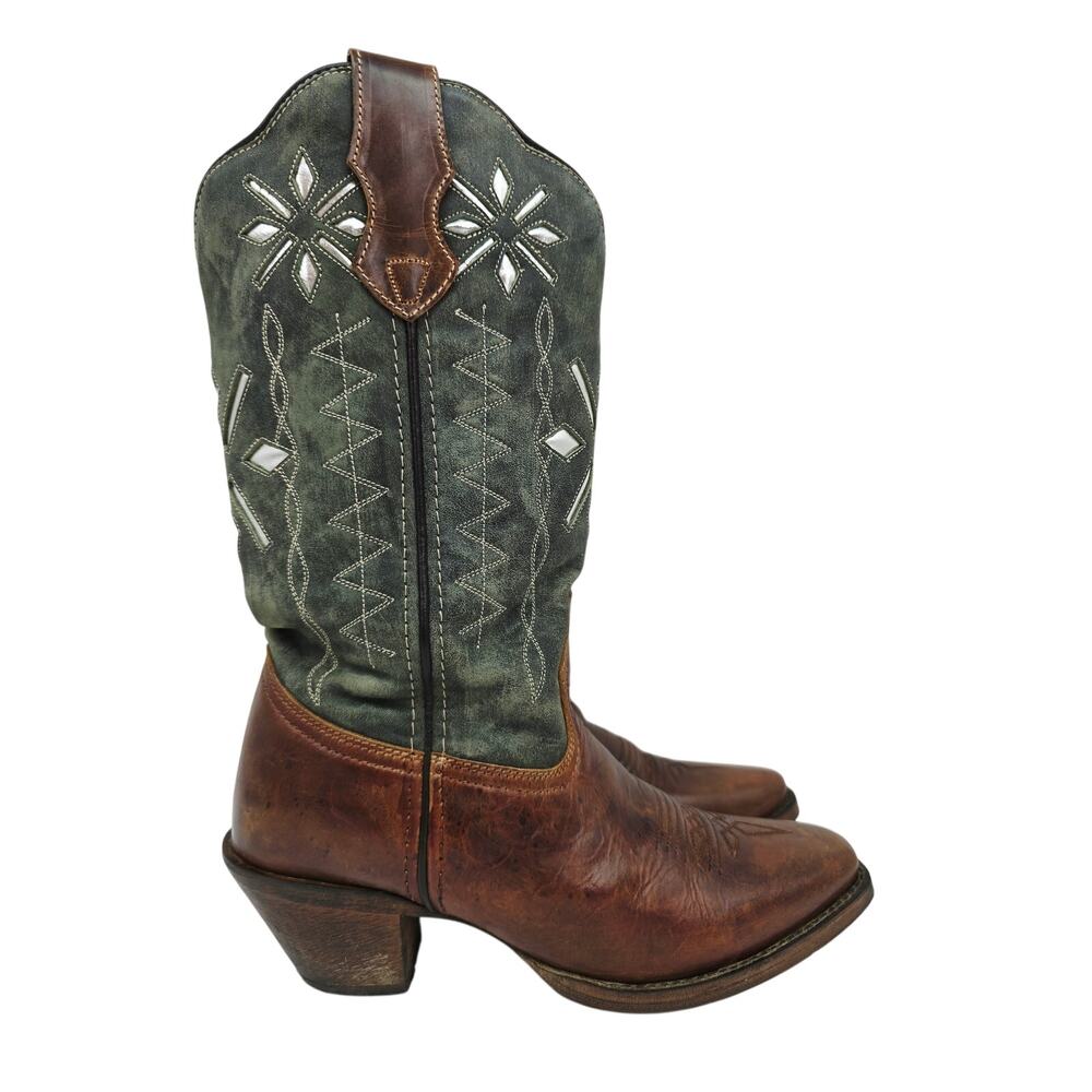 Laredo Women's Western Inlay Leather Boots Green 7